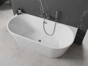 Mexen Oval, voľne stojaca nástenná vaňa 140 x 75 cm, biela, brúsený grafit prepad, 52671407500-95