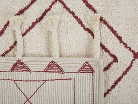 Bavlnený koberec 80 x 150 cm krémová biela/červená KENITRA Beliani