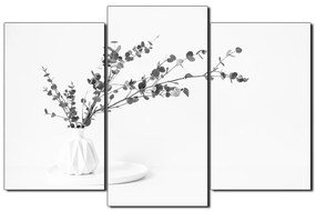 Obraz na plátne - Vetva eukalyptu v bielej váze na bielom pozadí 1272QC (120x80 cm)