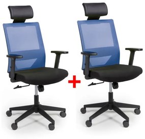 Kancelárska stolička so sieťovaným operadlom WOLF 1+1 ZADARMO, modrá