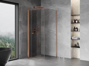 Mexen Mist-F T, 1-krídlový skladací sprchový kút ľavý 110 x 110 cm, číre sklo, medený matný profil, 8A6T-110-110-65-00-L