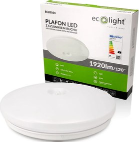 ECOLIGHT LED stropné svietidlo 24W IP44 PIR neutrálna biela