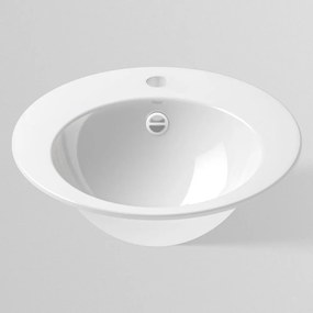 ALAPE EB.K450H okrúhle zápustné umývadlo s otvorom, s prepadom, priemer 450 mm, biela alpská, s povrchom ProShield, 2004000000