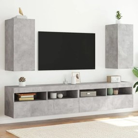 TV nástenné skrinky s LED svetlami 2 ks betón.sivé 30,5x35x70cm 837239