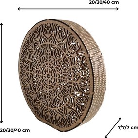 Drevená dekoratívna lampa s mandalou | LYLI: HDF - Orech 20 cm 4783-115150 LED0604
