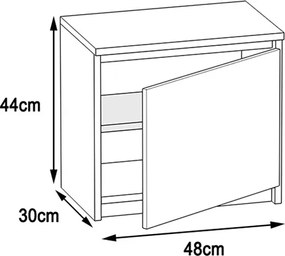 Bielo-čierny nočný stolík Meneo