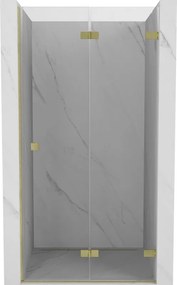 Mexen, Mexen Lunar-F pravé sklápacie sprchové dvere 70 cm, transparentné, brúsené zlato - 836-070-000-55-00-P