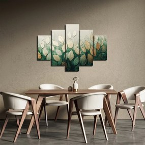 Obraz - Zlato-zelené listy (150x105 cm)