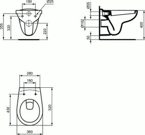 Ideal Standard Eurovit WC závesné 53x36 cm V390601