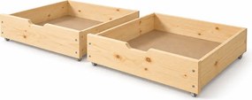 Šuplíky pod posteľ 180 cm z masívu borovice - prírodná - 2 ks