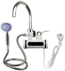 Batéria na okamžitý ohrev vody s LED displejom, horizontálne, nástenné pripojenie, so sprchovou hlavicou