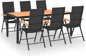 vidaXL 7-dielna sada záhradného nábytku, čierno-hnedá