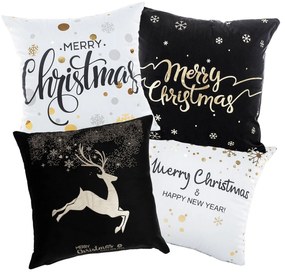 Vánoční povlak na polštář Merry Christmas I. 45x45 cm bílý/zlatý