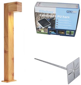 Moderne staande buitenlamp aluminium met hout print 65cm IP44 - Baleno