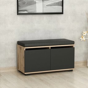 Hanah Home Botník, skrinka na topánky Drago - Walnut, Black, Orech, Čierna