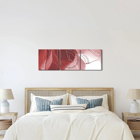Obraz - Červená abstraktná kvetina N⁰1 (s hodinami) (90x30 cm)