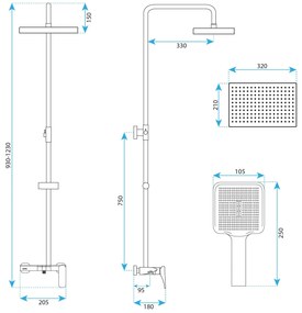 Rea Joe, sprchový set s ručnou a hlavovou sprchou, zlatá matná, REA-P5656
