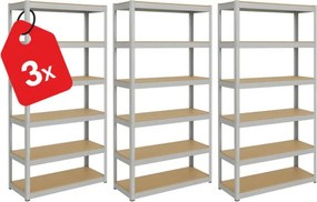 Akcia 3x Regál 220x120x40 cm pozinkovaný 6-policový, nosnosť 1050 kg