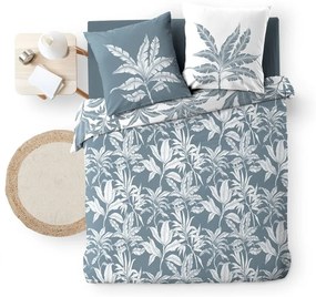 Biele/modré bavlnené obliečky na dvojlôžko/predĺžené 240x220 cm Hera – douceur d'intérieur