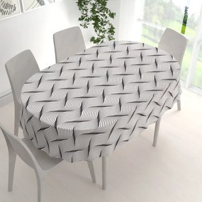 Biante Dekoračný oválny obrus PML-042 Čierno-biele vlnenie 140x180 cm