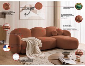 Terakotová rohová pohovka z textílie buklé (pravý roh/s leňoškou) Orbit – Ropez