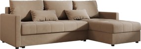 Rozkladacia obojstranná sedacia súprava do L VENORIA 220x143 cm, béžová + 2 vankúšiky ZDARMA