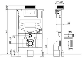 Mexen Fenix XS-U, podomietkový modul a závesné WC Sofia, čierna matná, 6853354XX85