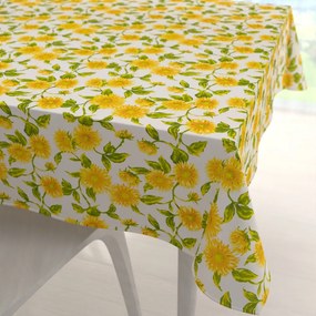 Biante Bavlnený štvorcový obrus Sandra SA-602 Slnečnice na bielom 140x140 cm