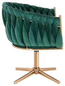 LuxuryForm DESIGN Kreslo NORDEN VELUR na zlatom kríži - zelené