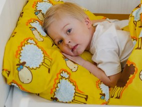 Bavlnené obliečky do postieľky Beránkovia žlté