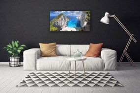 Obraz na plátne Záliv hora pláž krajina 140x70 cm