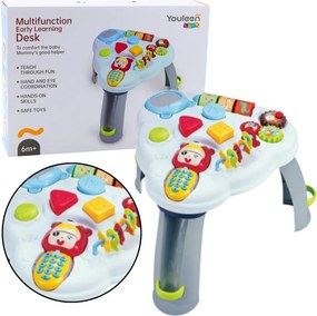 LEAN Toys Interaktívny vzdelávací stolík trojuholník s telefónom, svetlami a zvukmi