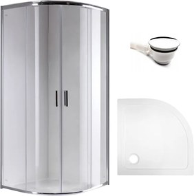 BPS-koupelny Štvrťkruhový sprchový kút HYD-RK94B 90x90 cm chróm/transparent + vanička HYD-RSV-ST01B biela