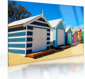 Sklenený obraz - Pláž Brighton, Melbourne, Austrália (70x50 cm)