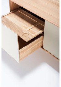 TV stolík z dubového dreva v bielo-prírodnej farbe 180x64 cm Fina – Gazzda