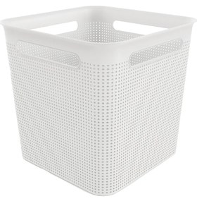 Úložný box s rúčkami BRISEN 18l, 29x29x29 cm, biely S vekom / Bez veka: Bez veka