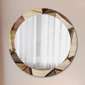 Okrúhle ozdobné zrkadlo Geometrické 3d drevo fi 80 cm
