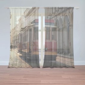 Sablio Záclony Historická červená električka: 2ks 150x250cm