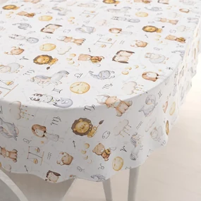 Biante Detský bavlnený oválny obrus Sandra SA-439 Znamenia zverokruhu 140x220 cm