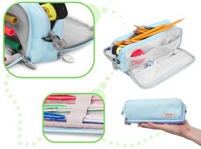 KIK Školský peračník trojité vrecúško toaletné puzdro 3v1 modrá