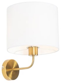 Klasická nástenná lampa zlatá s látkovým tienidlom biela - Cas