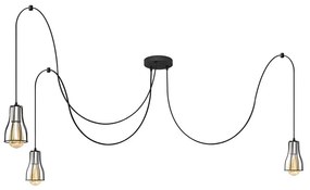 Luster na lanku TUBE 3xE27/10W/230V pavúk čierna/chróm