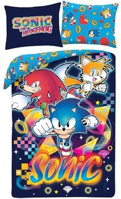 Obojstranné posteľné obliečky z mikrovlákna Ježko Sonic - 70 x 90 cm + 140 x 200 cm - zipsové zapínanie