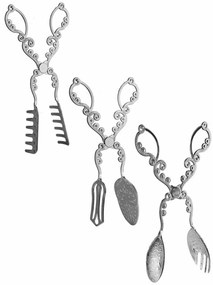 Súprava 3 ks kuchynských klieští GOLDIE strieborná