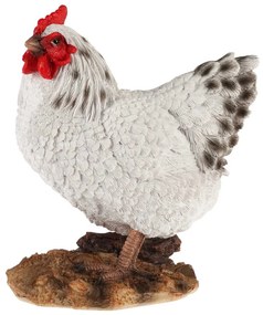 Záhradná figúrka z polyresinu Chicken, 19 cm, biela