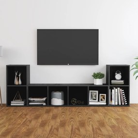 3-dielna súprava TV skriniek vysokolesklá sivá drevotrieska 3079987