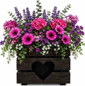 AMADEA Drevený obal na kvetináč so srdcom tmavý, 17x17x15cm Český výrobok
