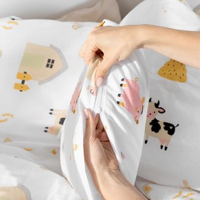 Goldea detské bavlnené obliečky do postieľky - život na farme 100 x 135 a 40 x 60 cm