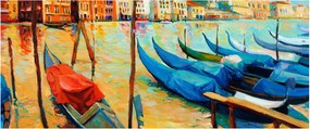 Obraz - Prístav v Benátkach (120x50 cm)