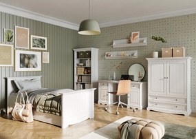 PROXIMA.store - Masívna rustikálna posteľ + zásuvka - BELLUNO ELEGANTE ROZMER: pre matrac 90 x 200 cm, FARBA: biela